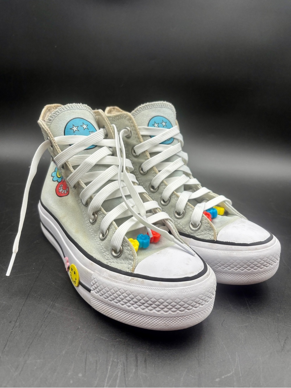 Converse Chuck Taylor All Star Lift Platform "Smiles" High Tops - Women's Size 5